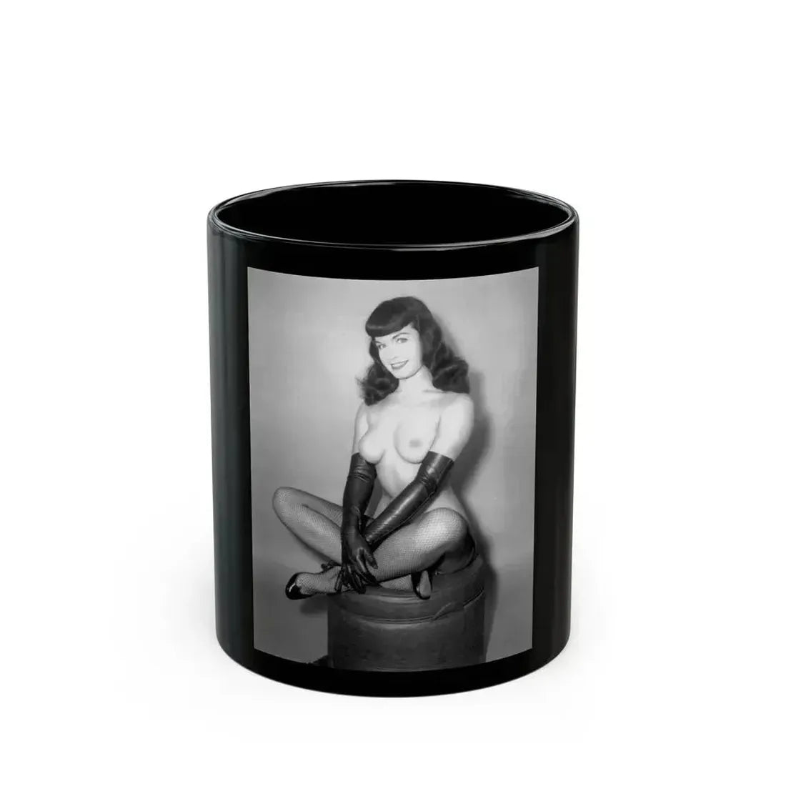 Bettie Page #664 (Vintage Female Icon) Black Coffee Mug 11oz - Go Mug Yourself