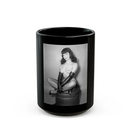 Bettie Page #664 (Vintage Female Icon) Black Coffee Mug 15oz - Go Mug Yourself