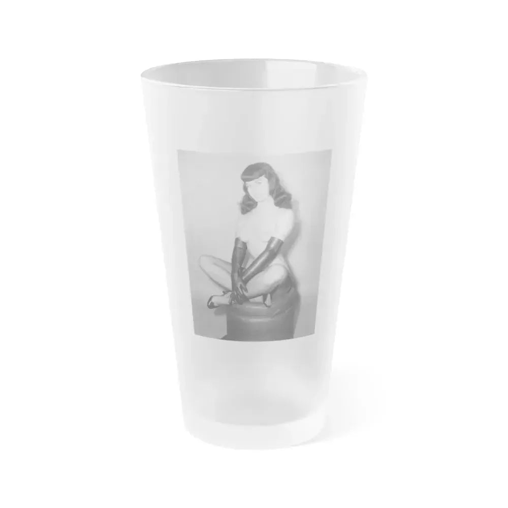 Bettie Page #664 (Vintage Female Icon) Frosted Pint Glass 16oz 16oz Frosted - Go Mug Yourself