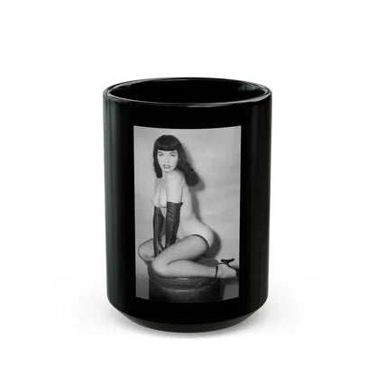 Bettie Page #665 (Vintage Female Icon) Black Coffee Mug 15oz - Go Mug Yourself