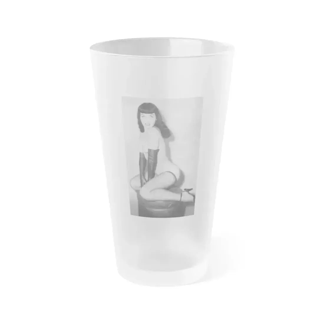 Bettie Page #665 (Vintage Female Icon) Frosted Pint Glass 16oz 16oz Frosted - Go Mug Yourself