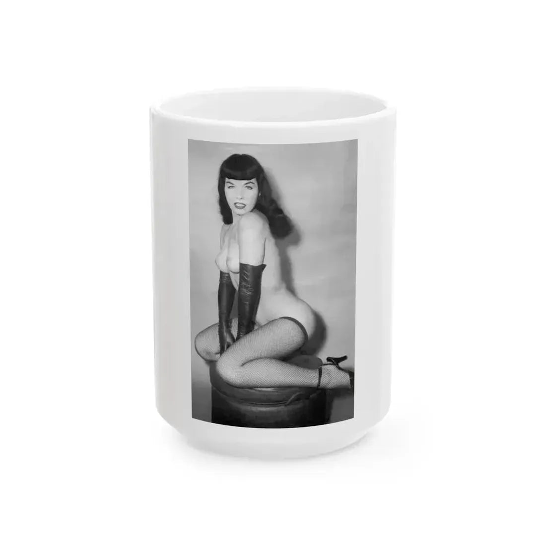Bettie Page #665 (Vintage Female Icon) White Coffee Mug 15oz - Go Mug Yourself