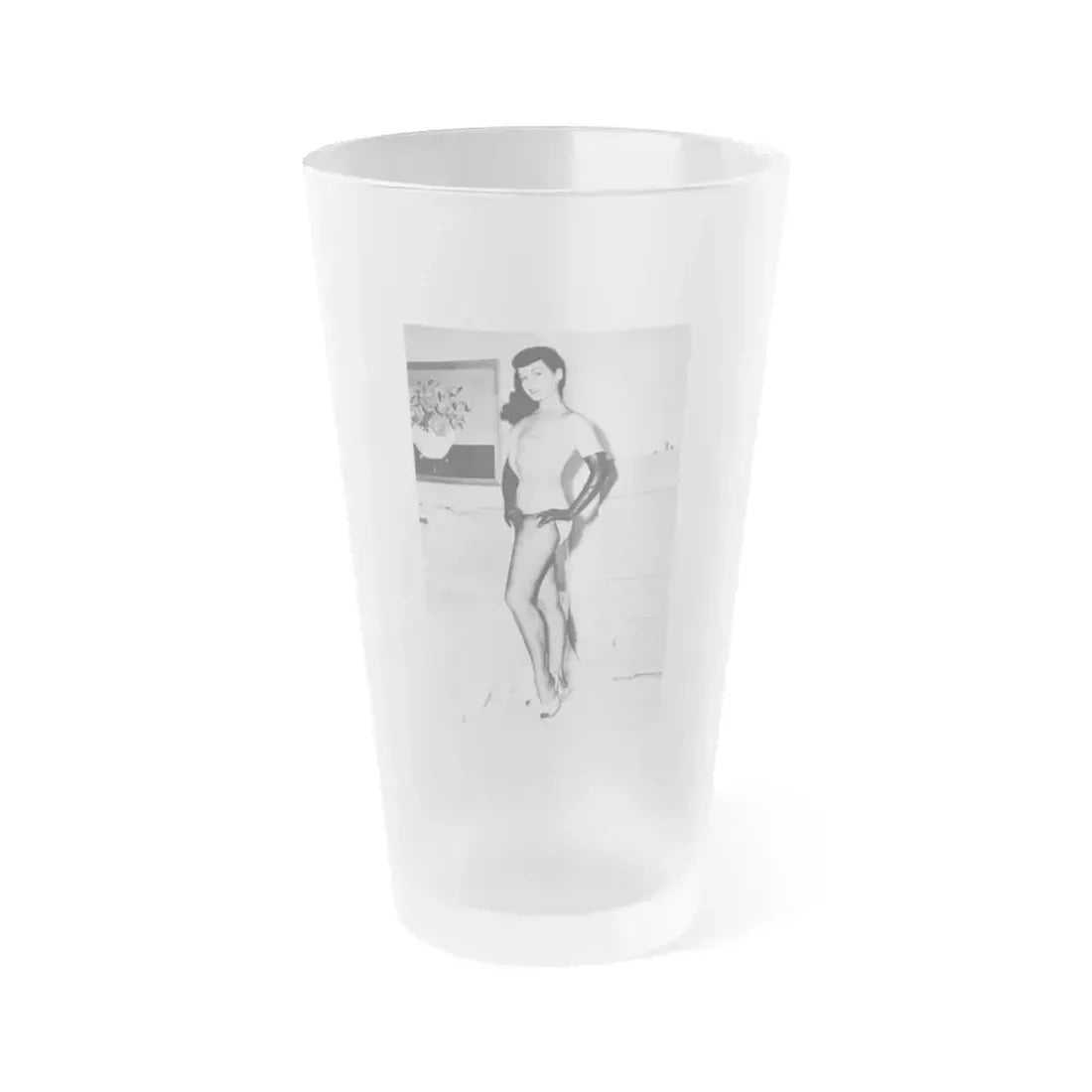 Bettie Page #666 (Vintage Female Icon) Frosted Pint Glass 16oz 16oz Frosted - Go Mug Yourself