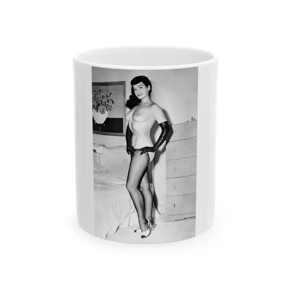 Bettie Page #666 (Vintage Female Icon) White Coffee Mug 11oz - Go Mug Yourself
