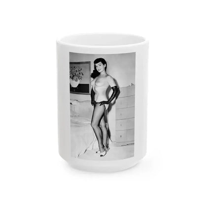Bettie Page #666 (Vintage Female Icon) White Coffee Mug 15oz - Go Mug Yourself