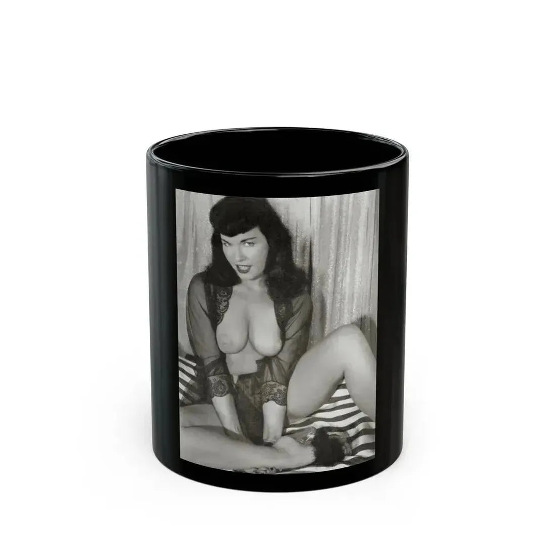Bettie Page #667 (Vintage Female Icon) Black Coffee Mug 11oz - Go Mug Yourself