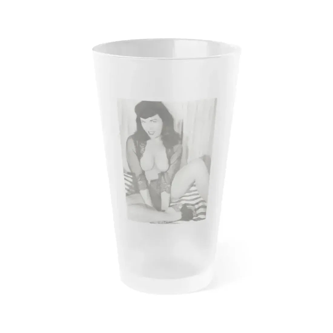 Bettie Page #667 (Vintage Female Icon) Frosted Pint Glass 16oz 16oz Frosted - Go Mug Yourself