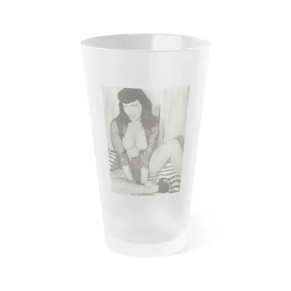 Bettie Page #667 (Vintage Female Icon) Frosted Pint Glass 16oz 16oz Frosted - Go Mug Yourself