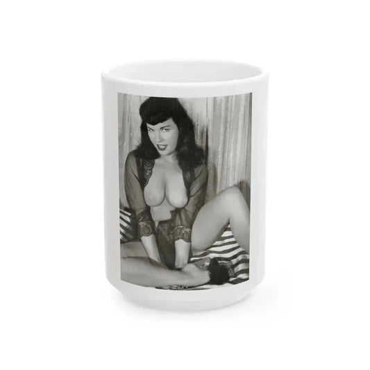 Bettie Page #667 (Vintage Female Icon) White Coffee Mug 15oz - Go Mug Yourself