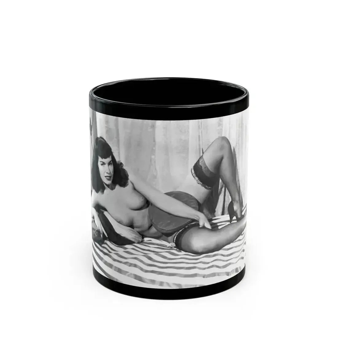 Bettie Page #668 (Vintage Female Icon) Black Coffee Mug 11oz - Go Mug Yourself