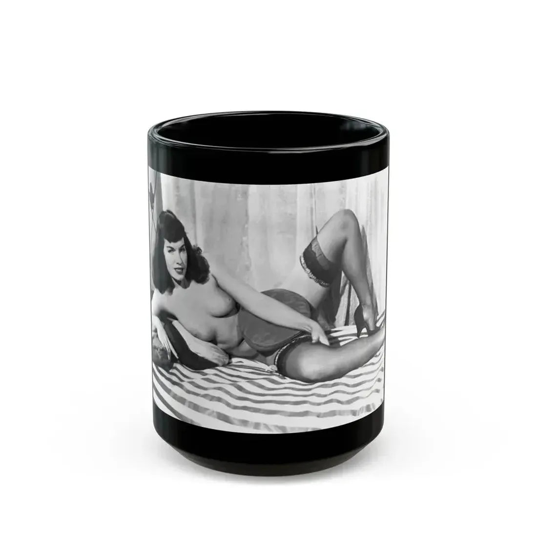 Bettie Page #668 (Vintage Female Icon) Black Coffee Mug 15oz - Go Mug Yourself