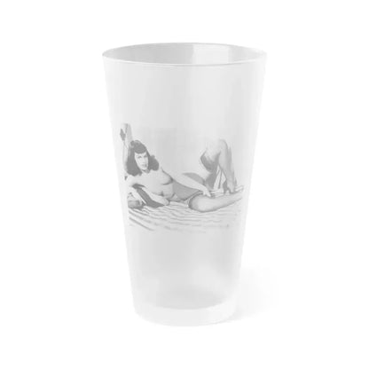 Bettie Page #668 (Vintage Female Icon) Frosted Pint Glass 16oz 16oz Frosted - Go Mug Yourself