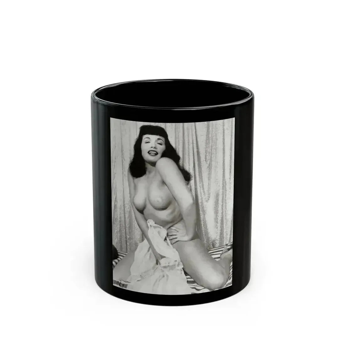 Bettie Page #669 (Vintage Female Icon) Black Coffee Mug 11oz - Go Mug Yourself