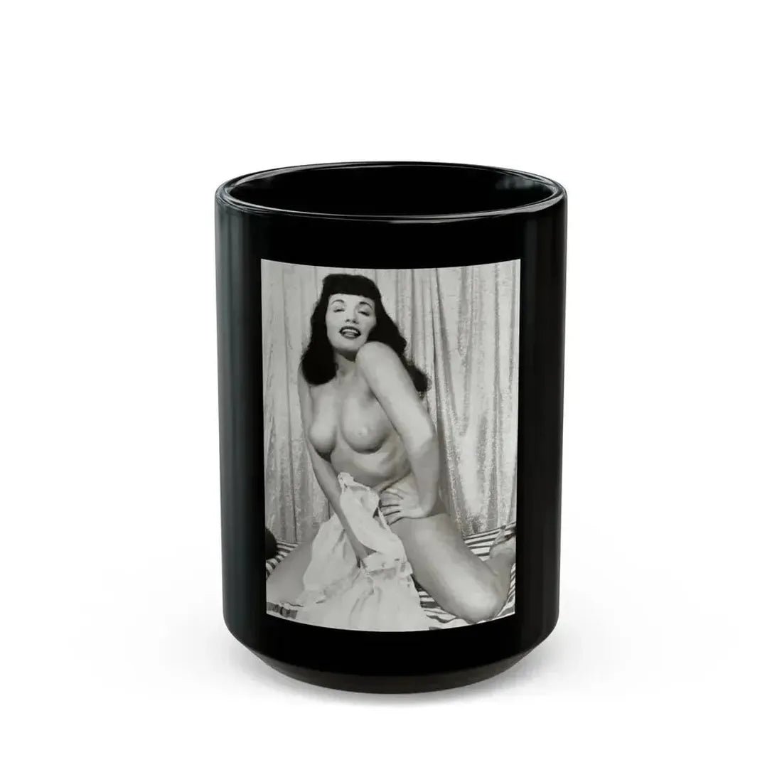 Bettie Page #669 (Vintage Female Icon) Black Coffee Mug 15oz - Go Mug Yourself