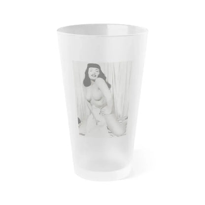 Bettie Page #669 (Vintage Female Icon) Frosted Pint Glass 16oz 16oz Frosted - Go Mug Yourself