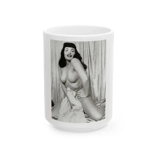 Bettie Page #669 (Vintage Female Icon) White Coffee Mug 15oz - Go Mug Yourself