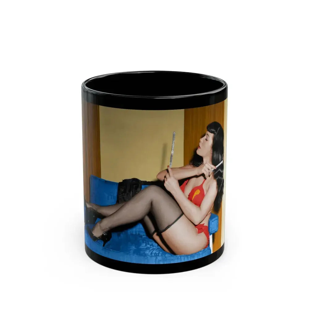 Bettie Page #67 (Vintage Female Icon) Black Coffee Mug 11oz - Go Mug Yourself