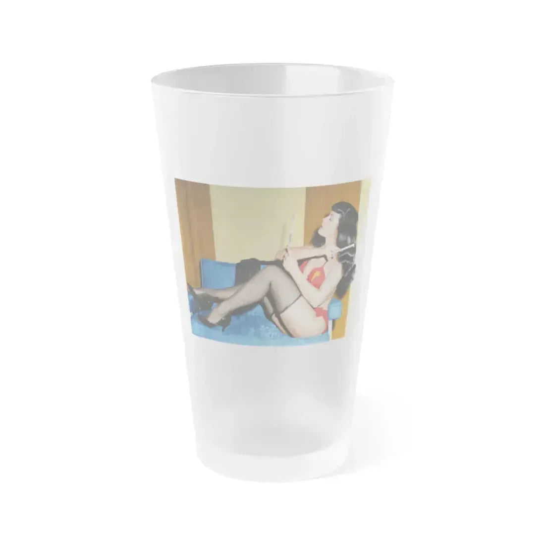 Bettie Page #67 (Vintage Female Icon) Frosted Pint Glass 16oz 16oz Frosted - Go Mug Yourself