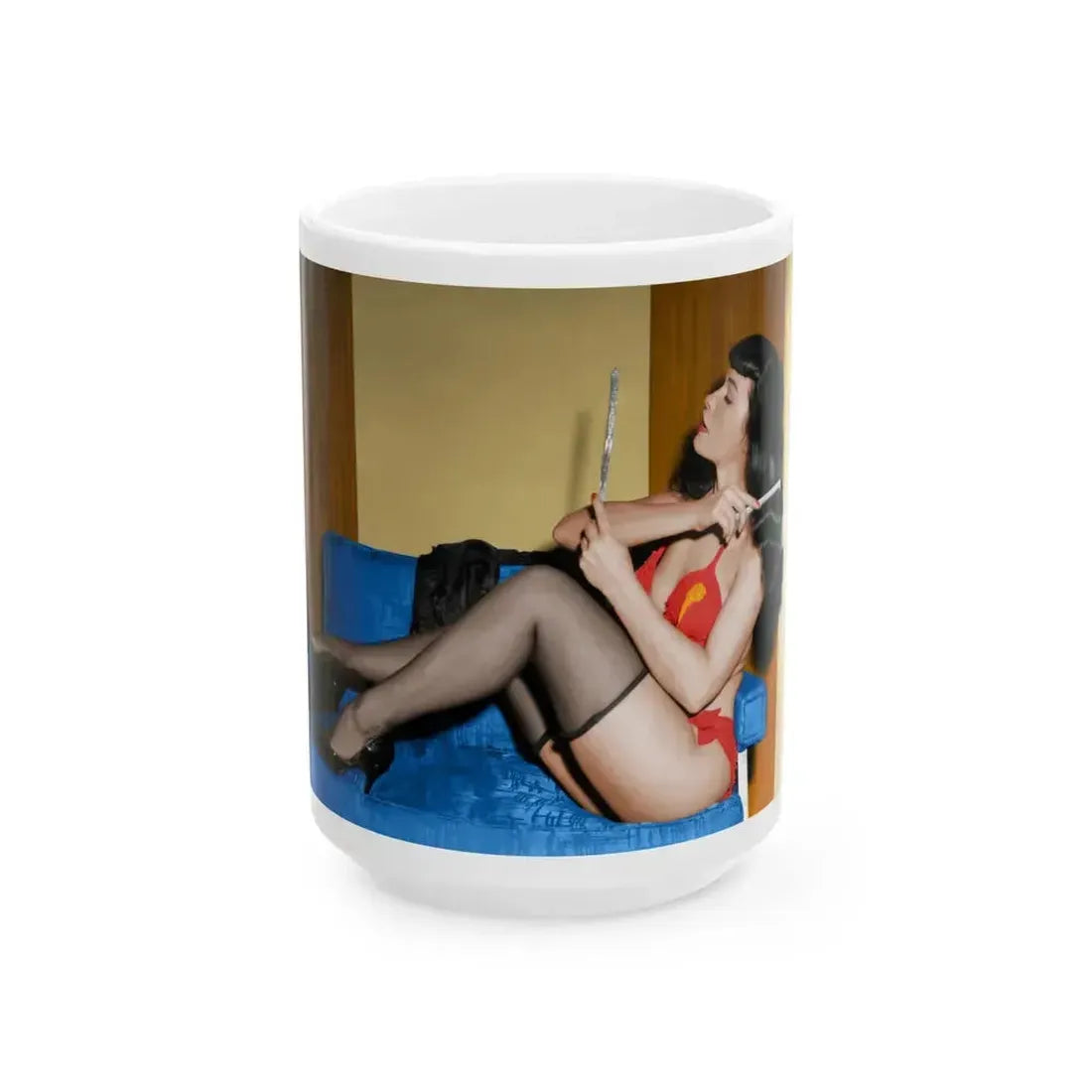 Bettie Page #67 (Vintage Female Icon) White Coffee Mug 15oz - Go Mug Yourself