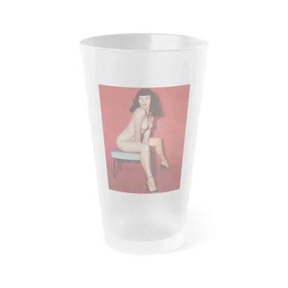 Bettie Page #670 (Vintage Female Icon) Frosted Pint Glass 16oz 16oz Frosted - Go Mug Yourself