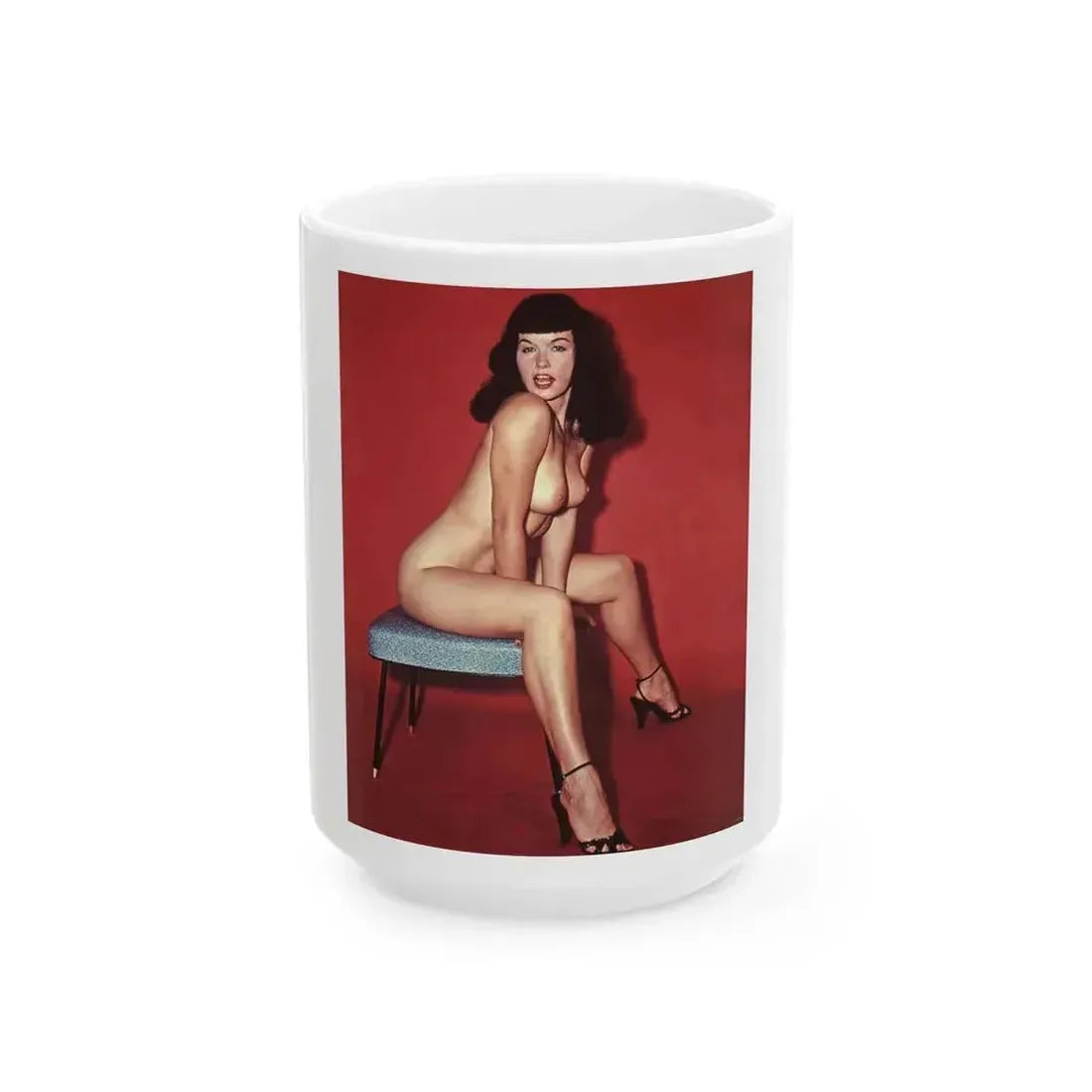 Bettie Page #670 (Vintage Female Icon) White Coffee Mug 15oz - Go Mug Yourself