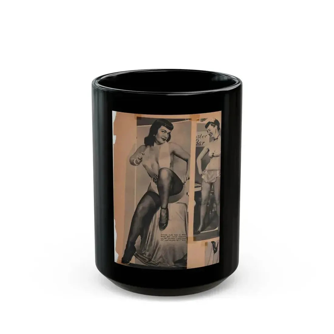 Bettie Page #68 (Vintage Female Icon) Black Coffee Mug 15oz - Go Mug Yourself