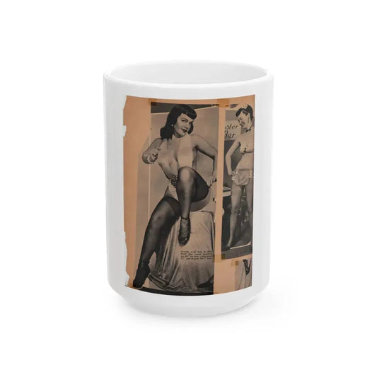 Bettie Page #68 (Vintage Female Icon) White Coffee Mug 15oz - Go Mug Yourself