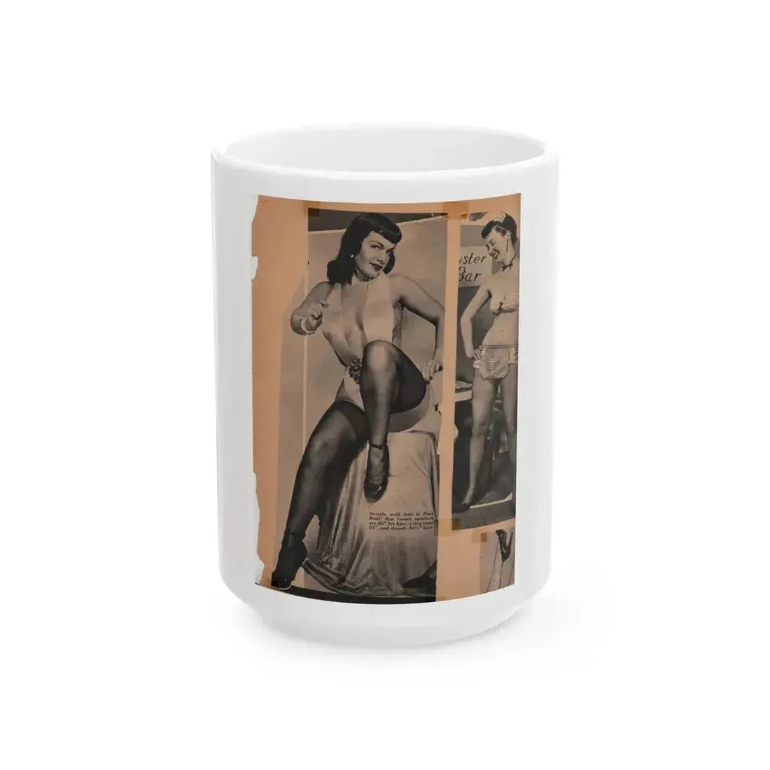 Bettie Page #68 (Vintage Female Icon) White Coffee Mug 15oz - Go Mug Yourself