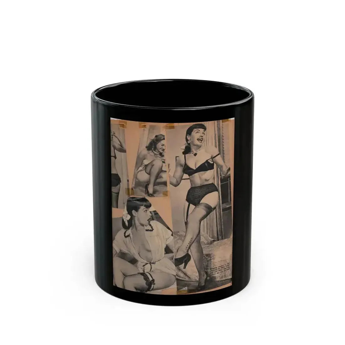 Bettie Page #69 (Vintage Female Icon) Black Coffee Mug - Go Mug Yourself