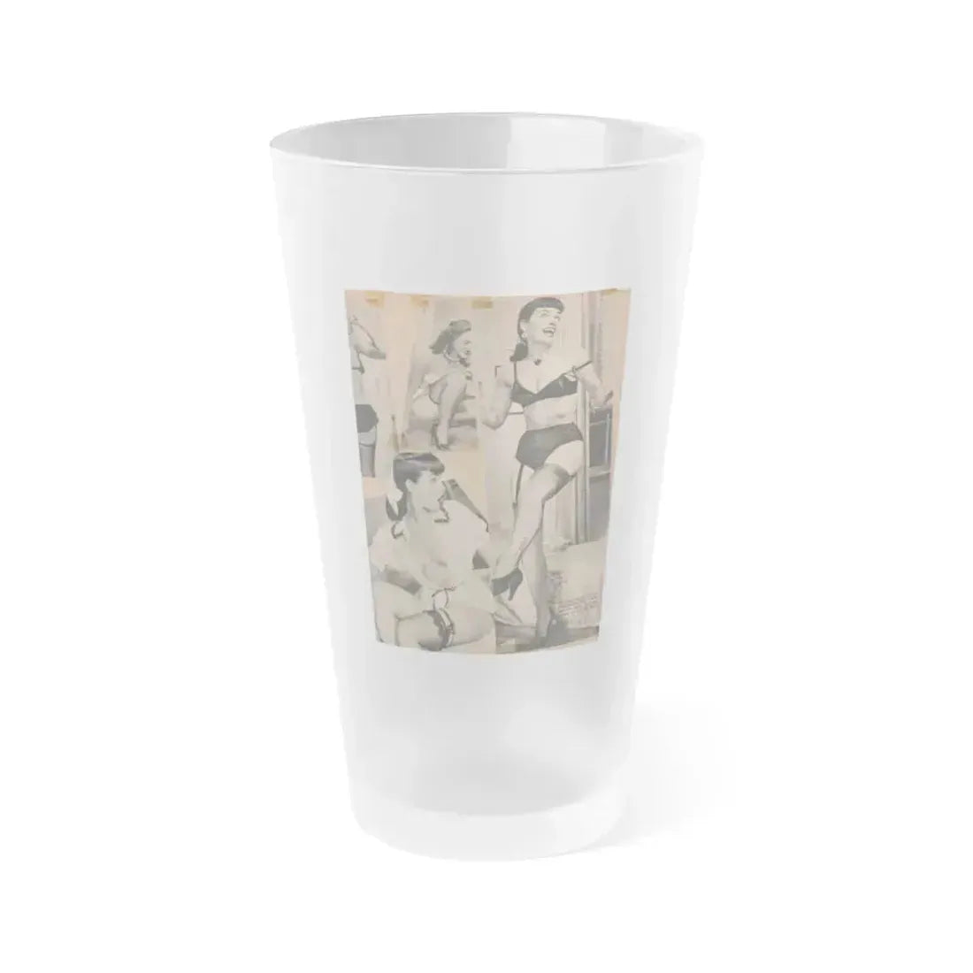Bettie Page #69 (Vintage Female Icon) Frosted Pint Glass 16oz 16oz Frosted - Go Mug Yourself