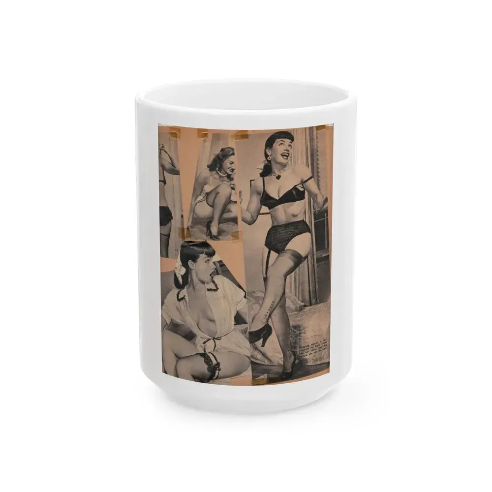 Bettie Page #69 (Vintage Female Icon) White Coffee Mug 15oz - Go Mug Yourself