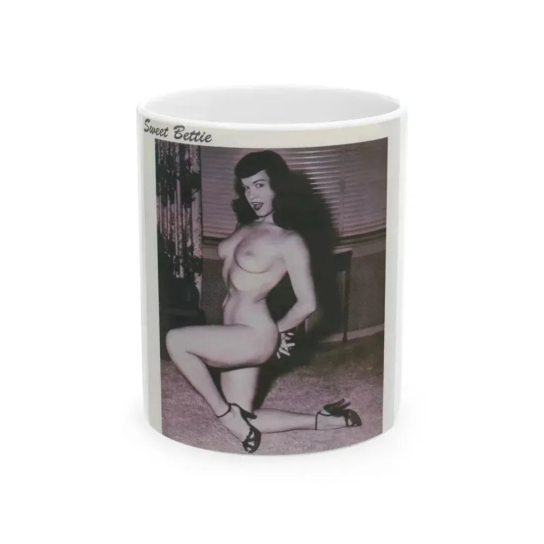 Bettie Page #71 (Vintage Female Icon) White Coffee Mug 11oz - Go Mug Yourself