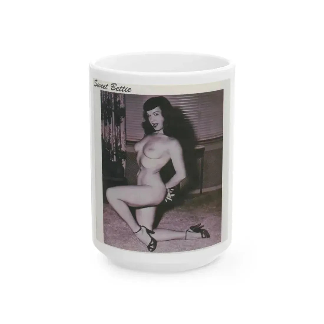 Bettie Page #71 (Vintage Female Icon) White Coffee Mug 15oz - Go Mug Yourself