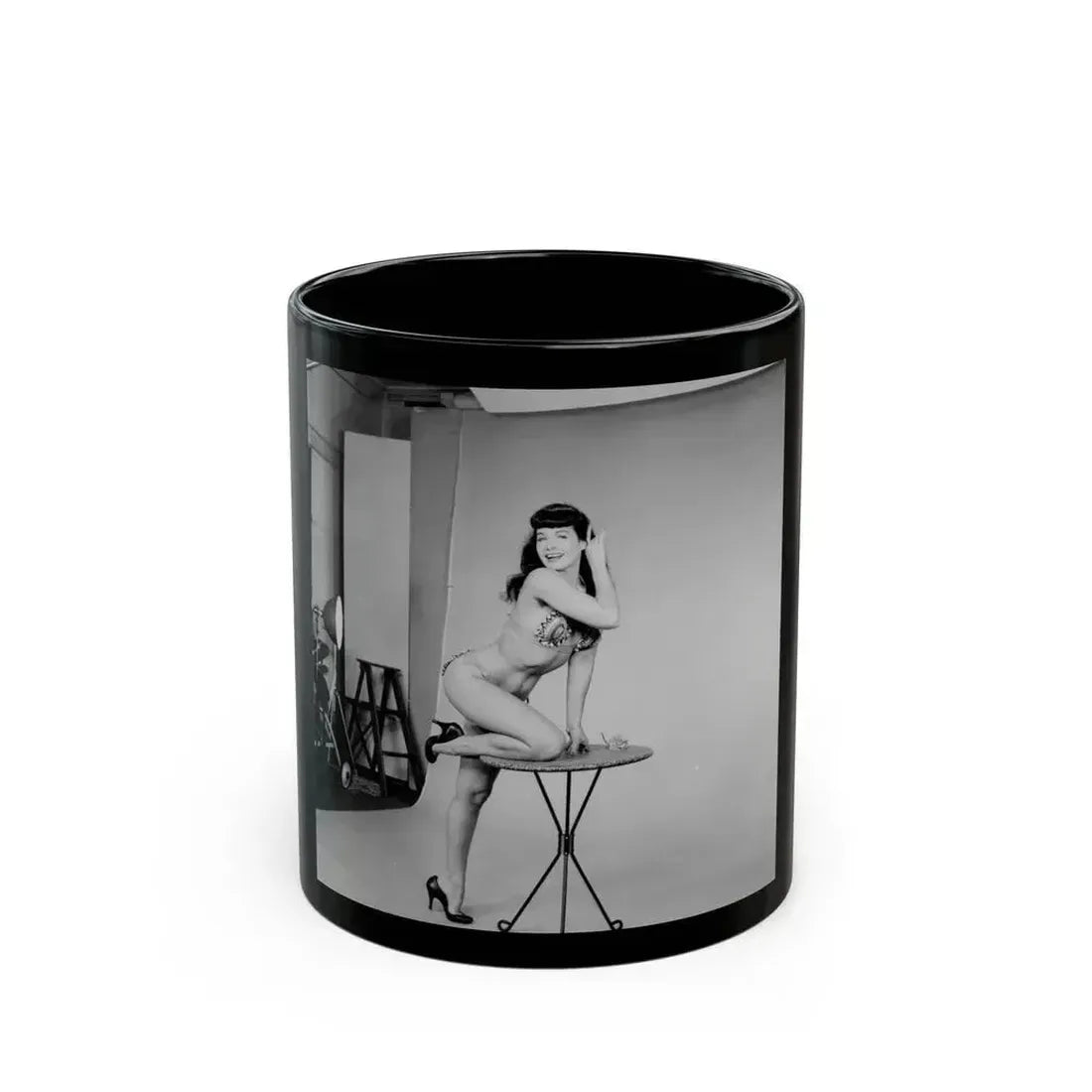 Bettie Page #72 (Vintage Female Icon) Black Coffee Mug 11oz - Go Mug Yourself