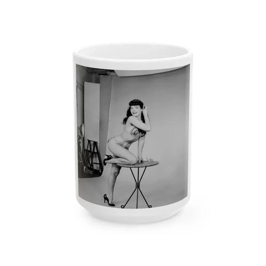 Bettie Page #72 (Vintage Female Icon) White Coffee Mug 15oz - Go Mug Yourself