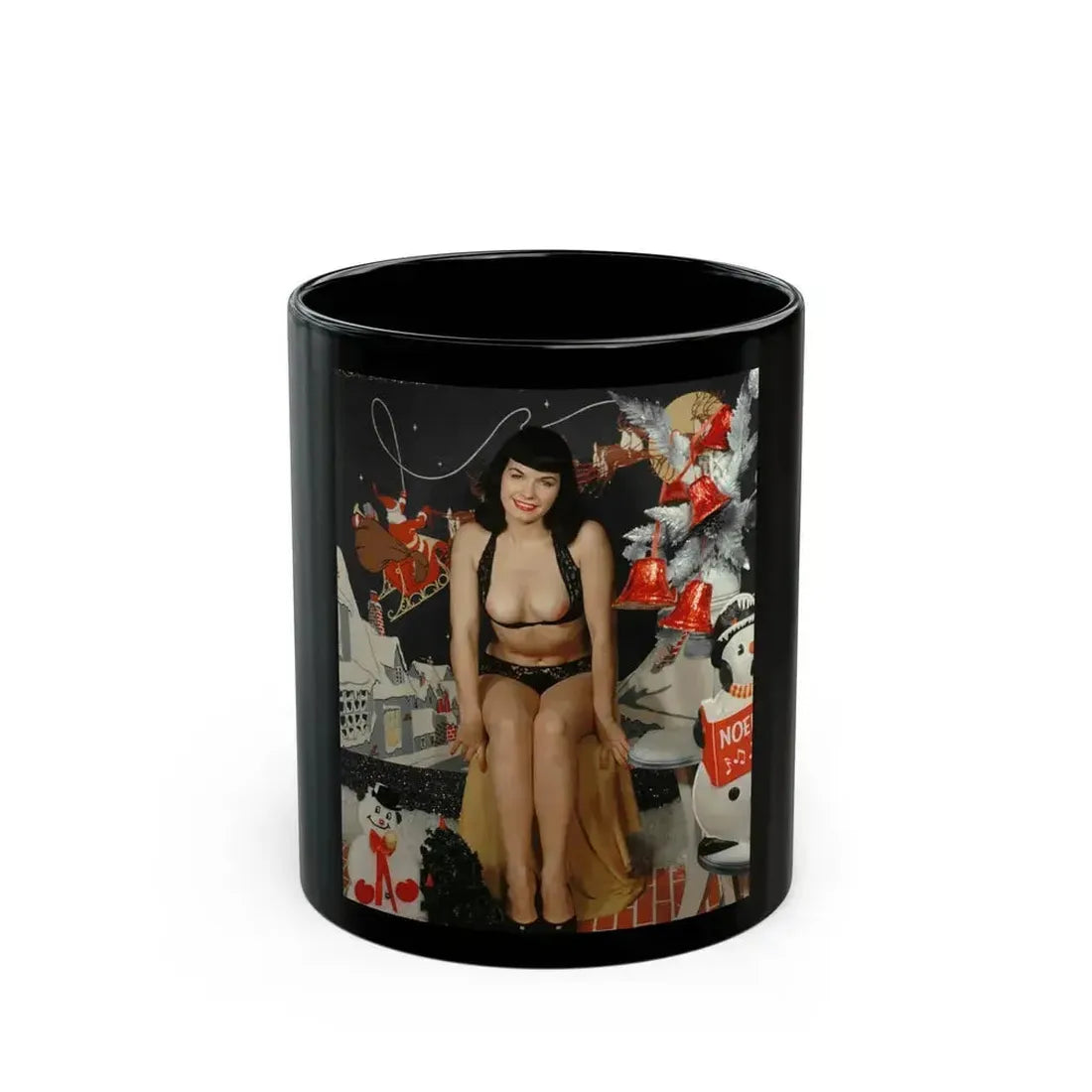 Bettie Page #720 (Vintage Female Icon) Black Coffee Mug 11oz - Go Mug Yourself