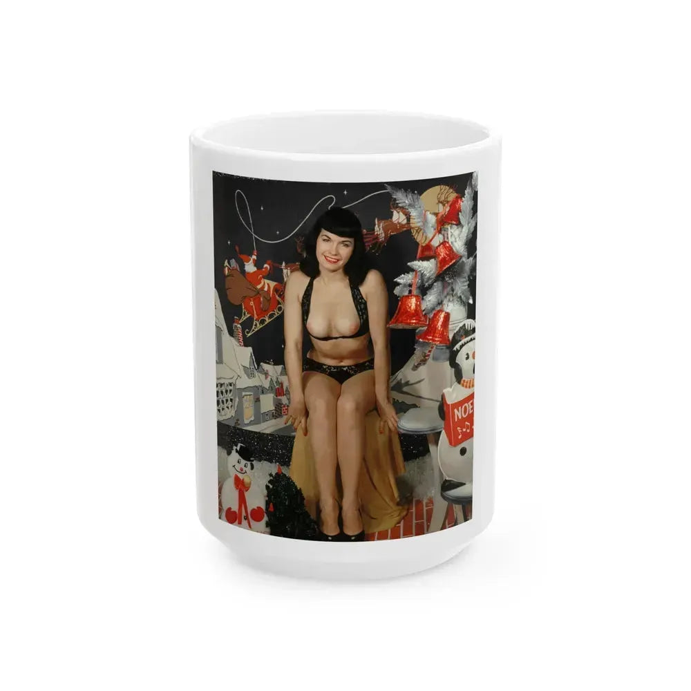 Bettie Page #720 (Vintage Female Icon) White Coffee Mug 15oz - Go Mug Yourself