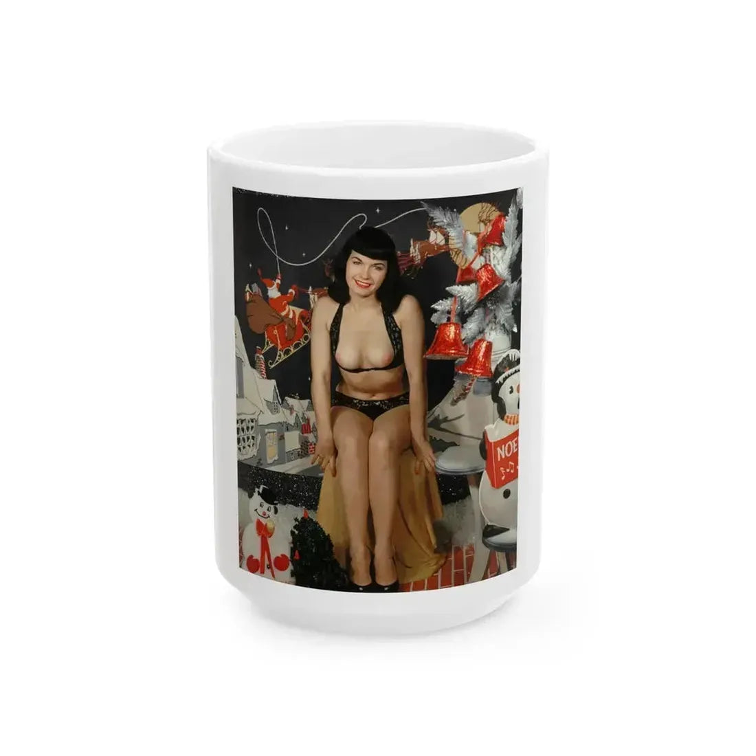 Bettie Page #720 (Vintage Female Icon) White Coffee Mug 15oz - Go Mug Yourself