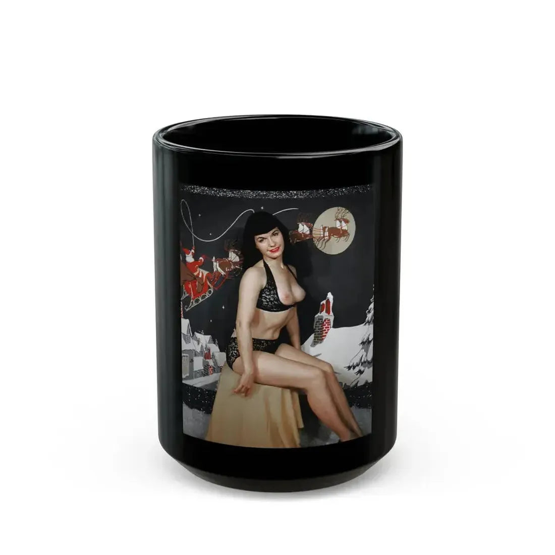 Bettie Page #721 (Vintage Female Icon) Black Coffee Mug 15oz - Go Mug Yourself