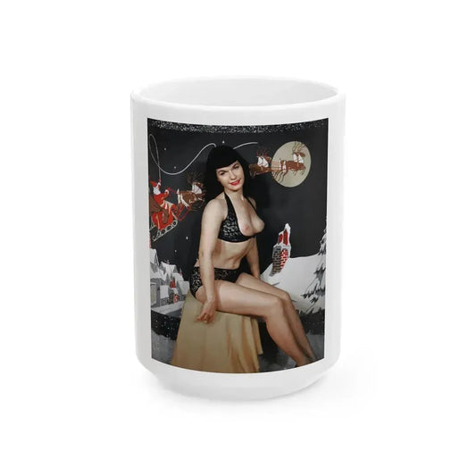 Bettie Page #721 (Vintage Female Icon) White Coffee Mug 15oz - Go Mug Yourself