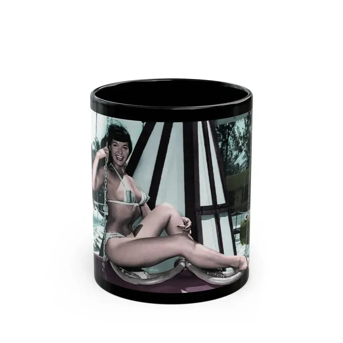 Bettie Page #722 (Vintage Female Icon) Black Coffee Mug 11oz - Go Mug Yourself