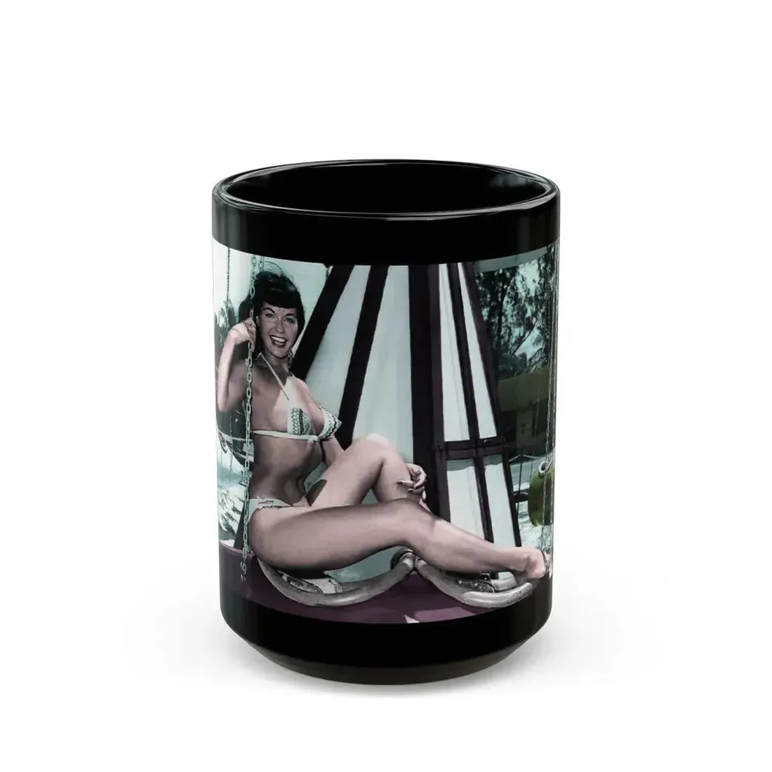 Bettie Page #722 (Vintage Female Icon) Black Coffee Mug 15oz - Go Mug Yourself