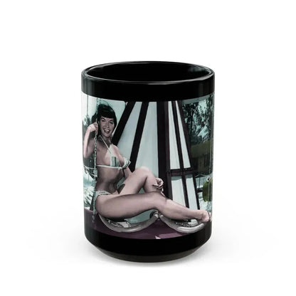 Bettie Page #722 (Vintage Female Icon) Black Coffee Mug 15oz - Go Mug Yourself