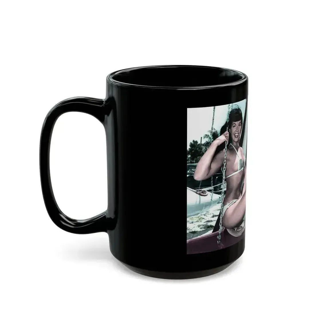 Bettie Page #722 (Vintage Female Icon) Black Coffee Mug - Go Mug Yourself