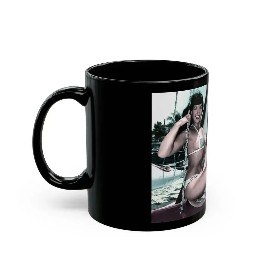 Bettie Page #722 (Vintage Female Icon) Black Coffee Mug - Go Mug Yourself