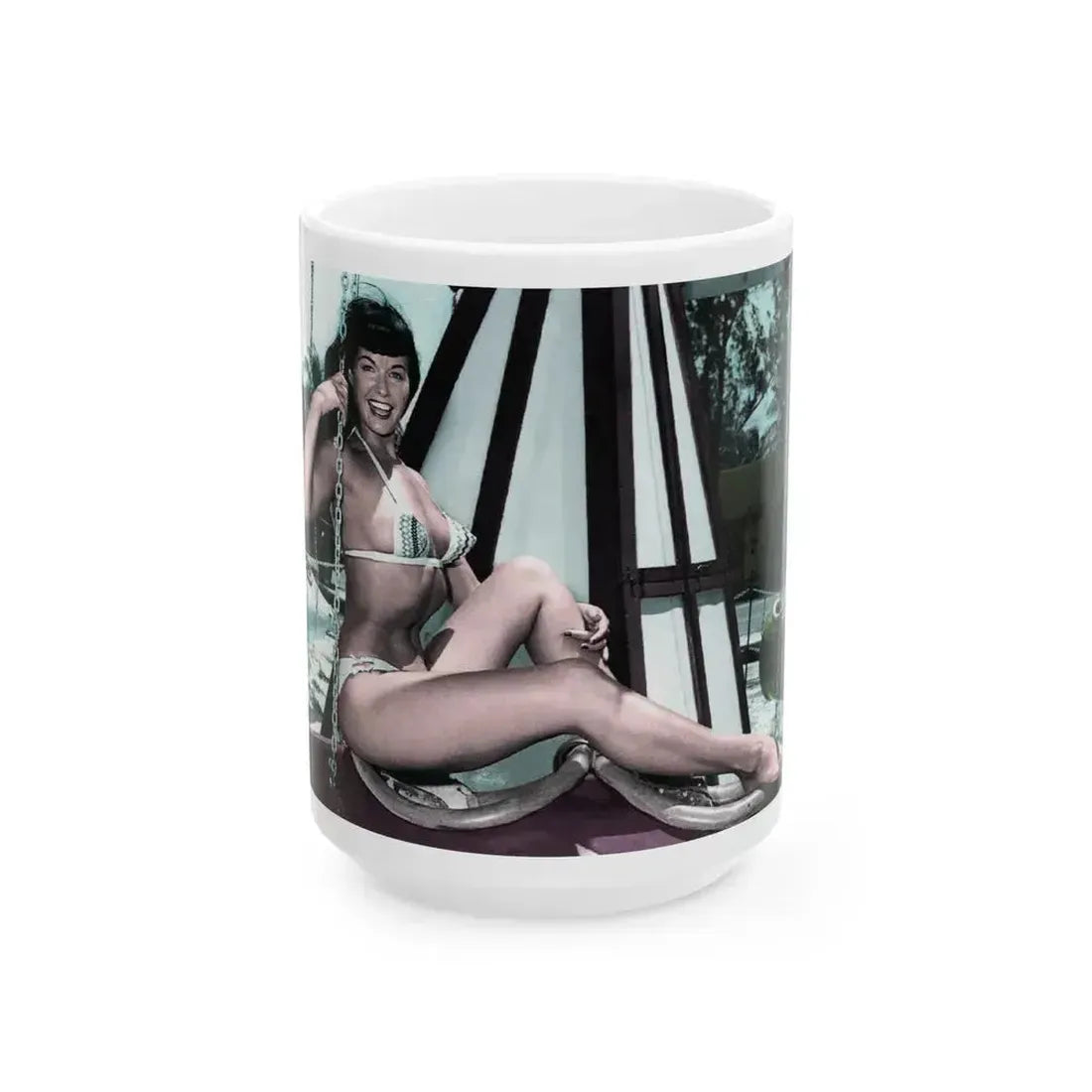 Bettie Page #722 (Vintage Female Icon) White Coffee Mug 15oz - Go Mug Yourself