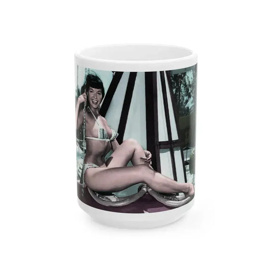 Bettie Page #722 (Vintage Female Icon) White Coffee Mug 15oz - Go Mug Yourself