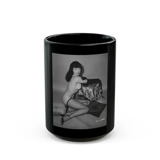 Bettie Page #73 (Vintage Female Icon) Black Coffee Mug 15oz - Go Mug Yourself