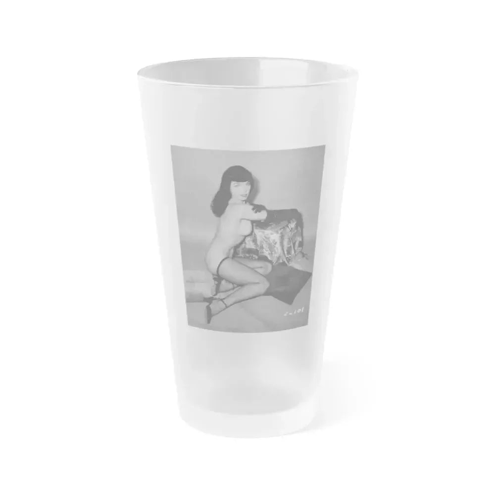 Bettie Page #73 (Vintage Female Icon) Frosted Pint Glass 16oz 16oz Frosted - Go Mug Yourself