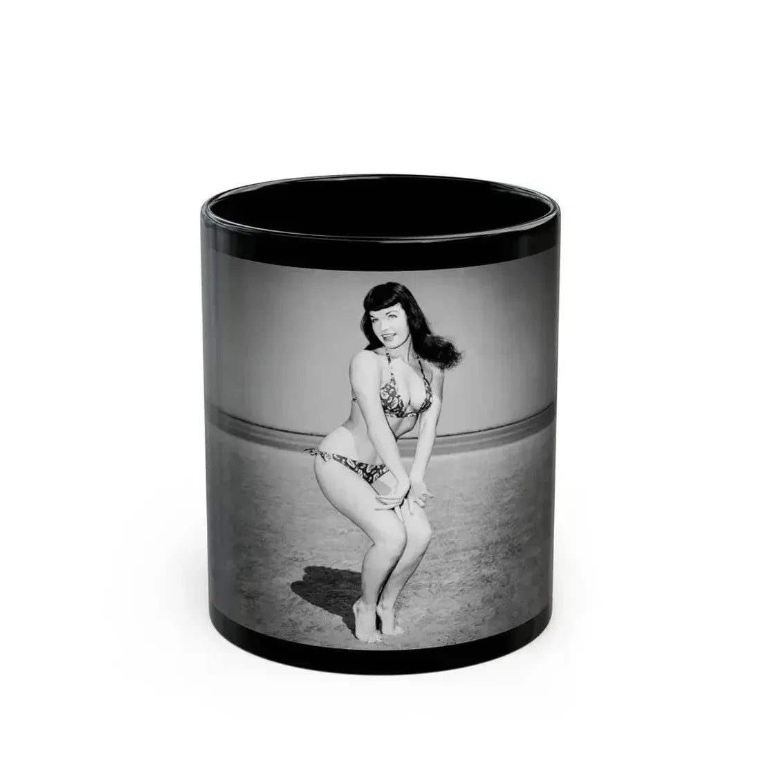 Bettie Page #732 (Vintage Female Icon) Black Coffee Mug 11oz - Go Mug Yourself